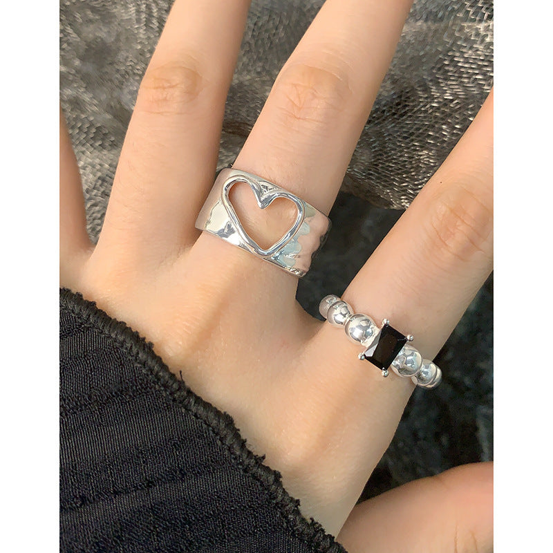 Special-interest Design Irregular Hollow-out Love Heart-shaped Ring