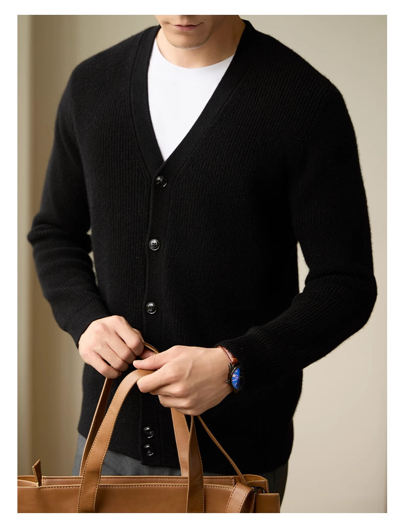 Wool Warm Cardigan Knitted Coat V-neck Casual American Men's Clothing Autumn And Winter