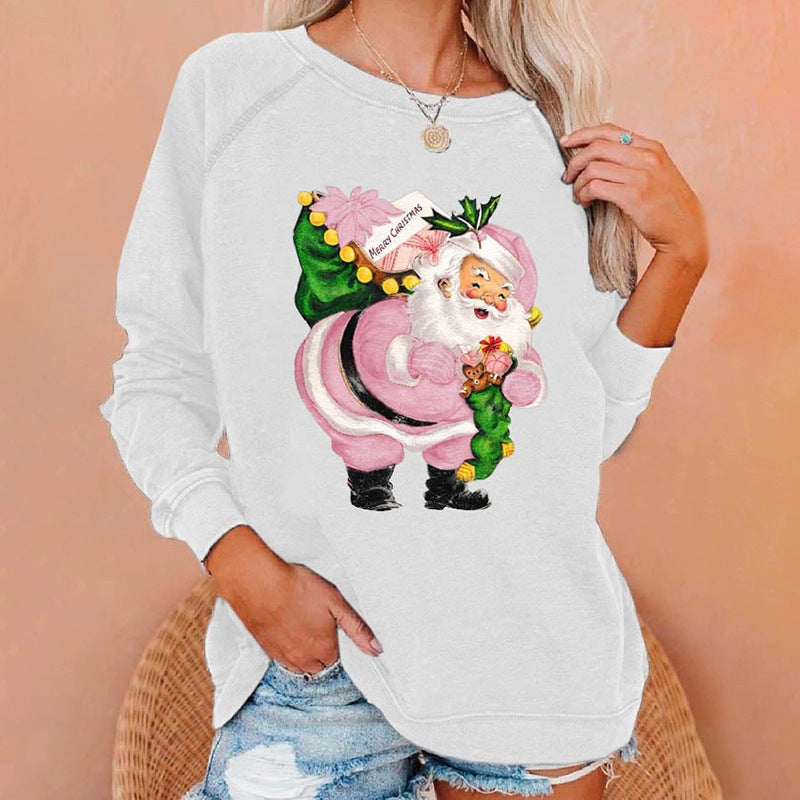 Women's Printed Long Sleeve Crew Neck Sweater