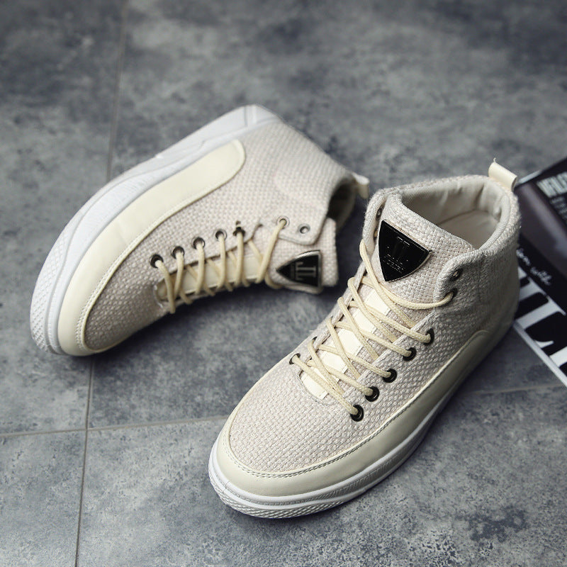 Men's linen high-top shoes men's sports casual shoes