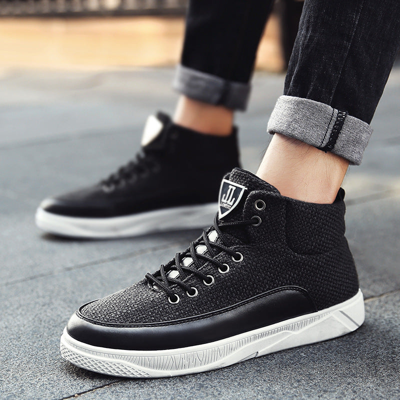 Men's linen high-top shoes men's sports casual shoes