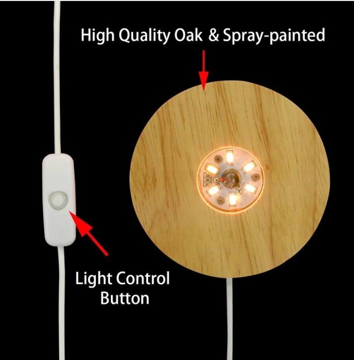 Wood LED Light Display Base