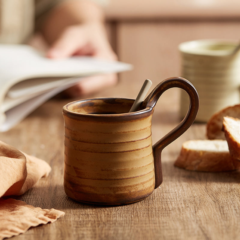 Japanese style vintage stoneware mug ceramic coffee cup