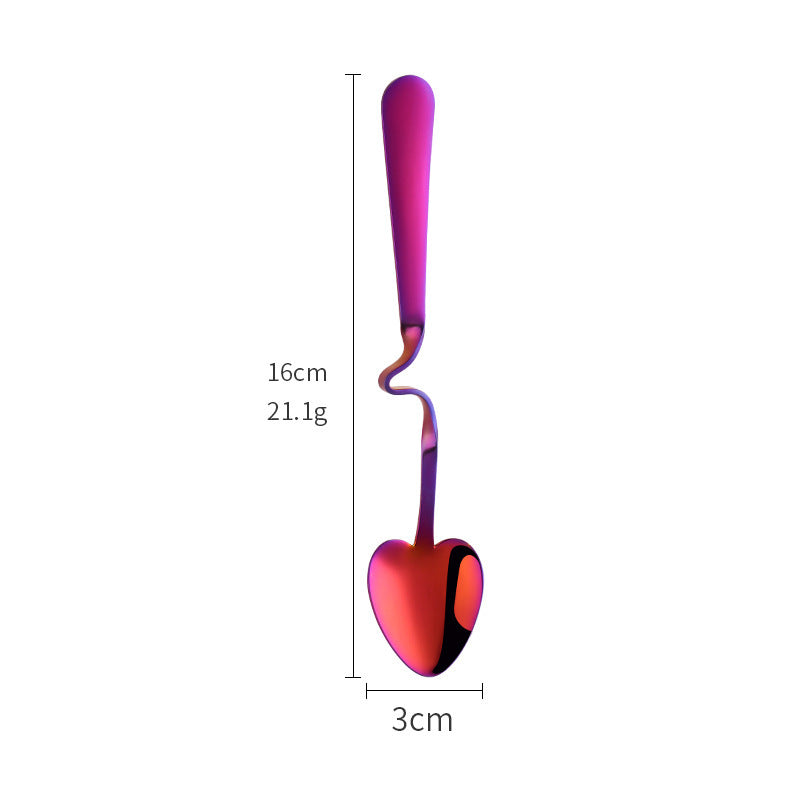 Heart-shaped stainless steel hanging cup spoon