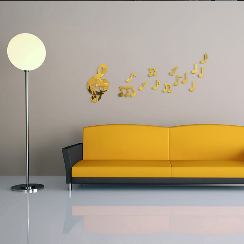 Creative Musical Note Stereo Mirror Wall Sticker 3D Relief