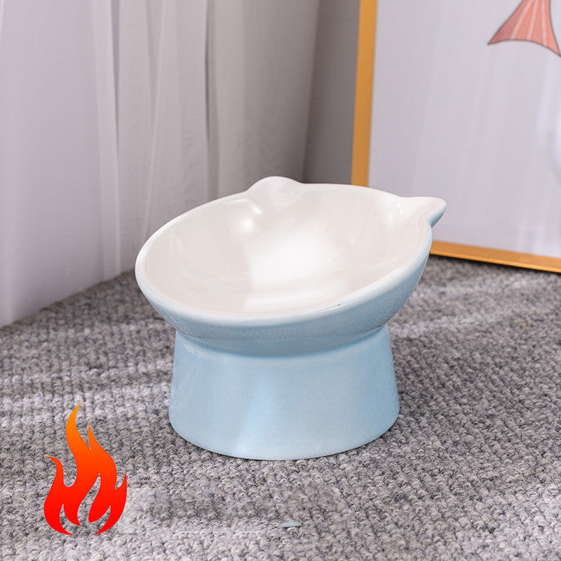 Ceramic Cat Bowl Anti Overturn Slanted Mouth