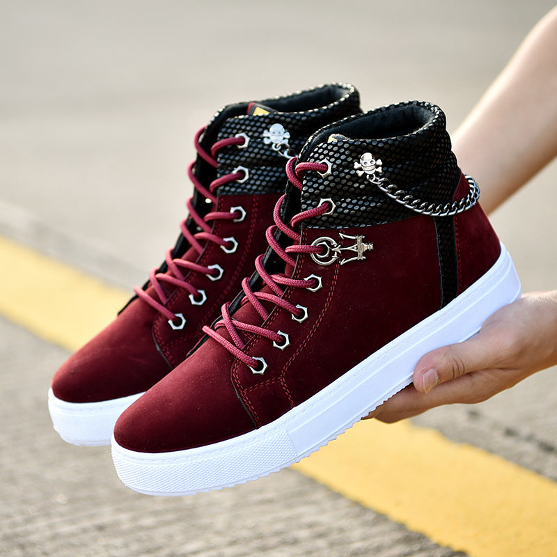 Chain canvas shoes high-top casual sneakers