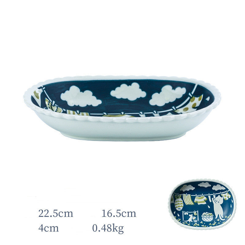 Fashion Tao Quju Cartoon Cute Dinner Plate Dish Cat Pattern