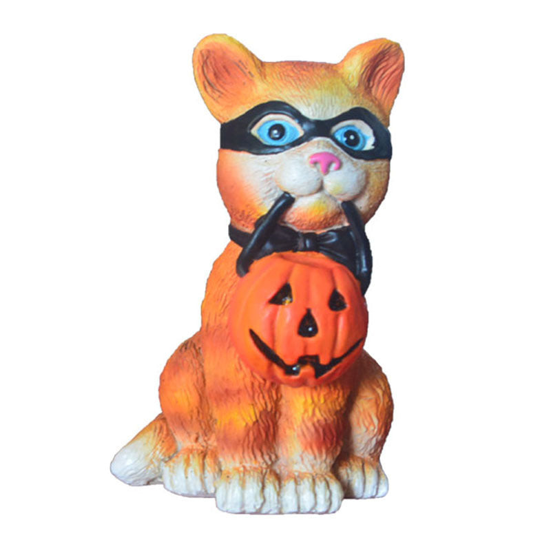 Cute Home Decor Halloween Cat Statue Resin Crafts Ornament