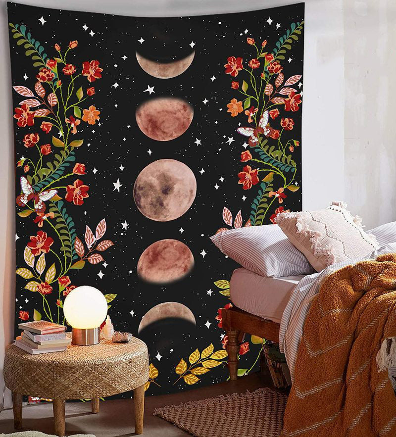 Home Decoration Moon Phase Flower Tapestry