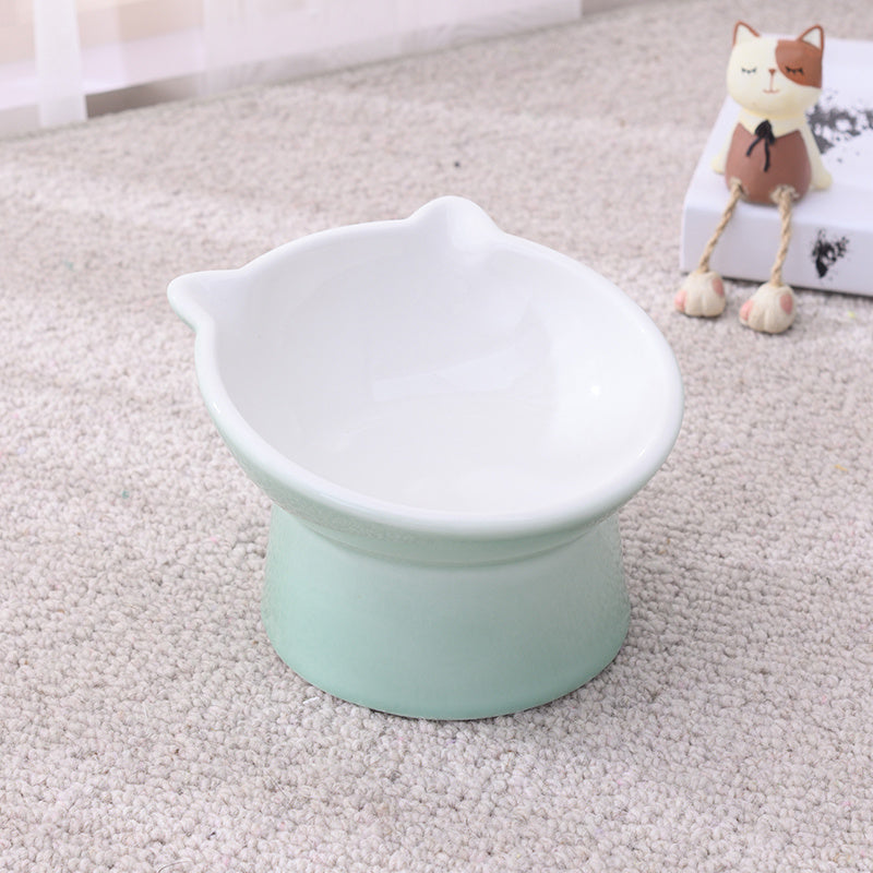 Ceramic Cat Bowl Anti Overturn Slanted Mouth