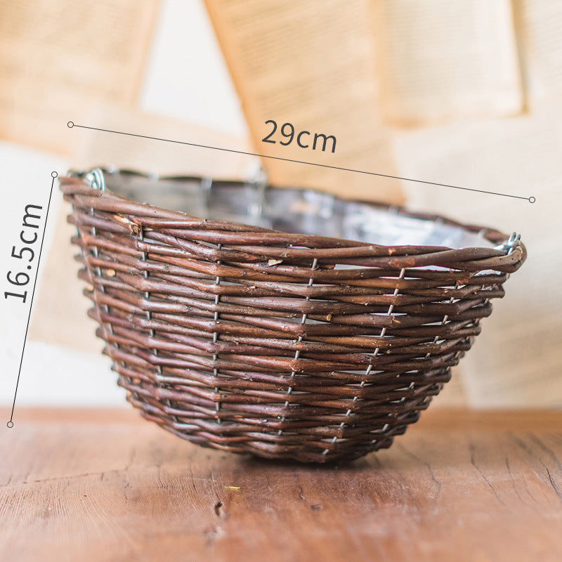 Natural wicker hanging basket flower pot