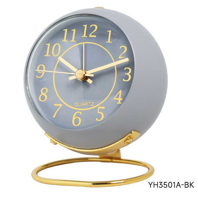 Convex Glass Ring Base Metal Clock Bedside