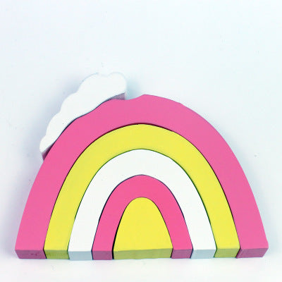 Wooden rainbow building block set