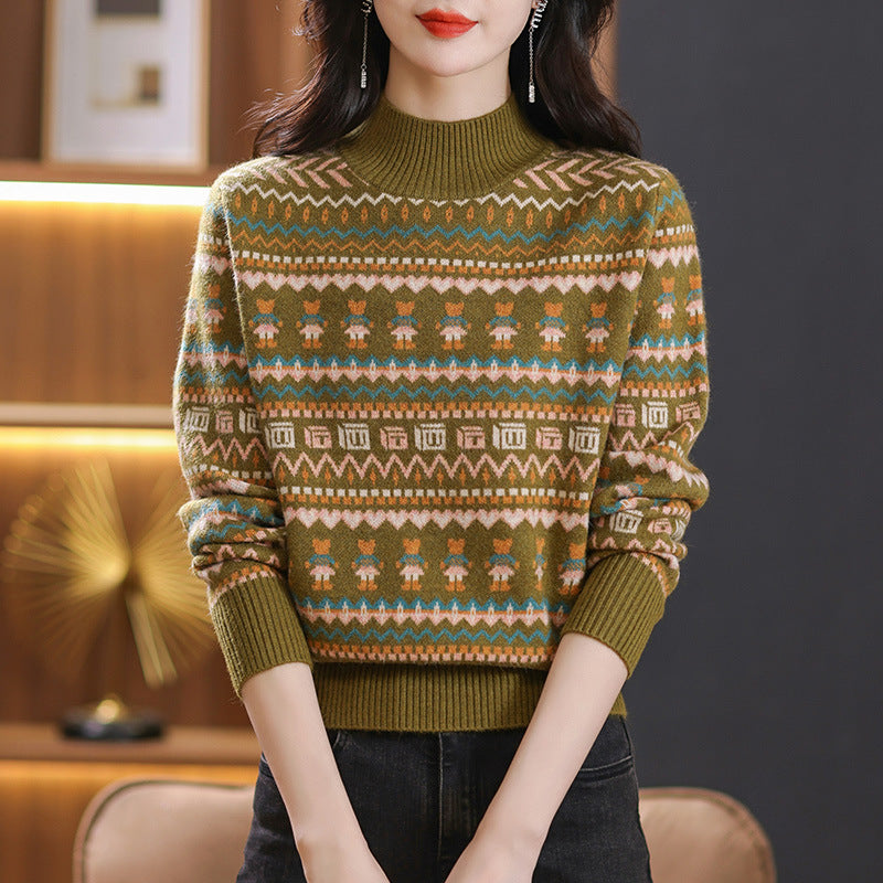 Jacquard Pullover Loose-fitting Underwear Sweater