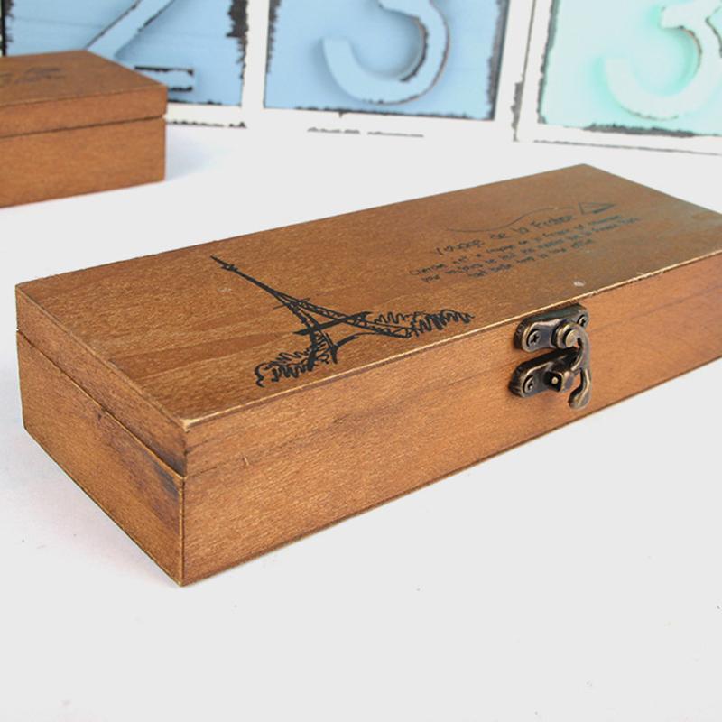 Simple wooden stationery box