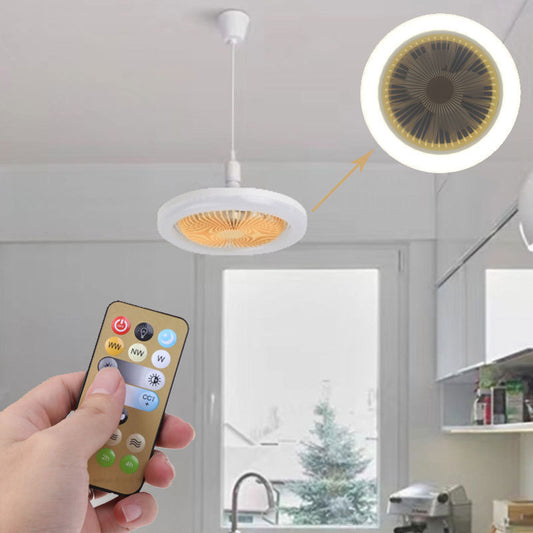 26cm Round Remote Control Ceiling Fan With E27 30W LED Lamp Hanging Fan Home Room Office Air Cooling Fan Light