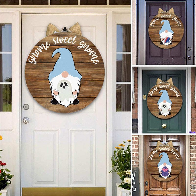 Wooden Garland Door Hanging Doll Decoration Props Wooden Sign Decoration