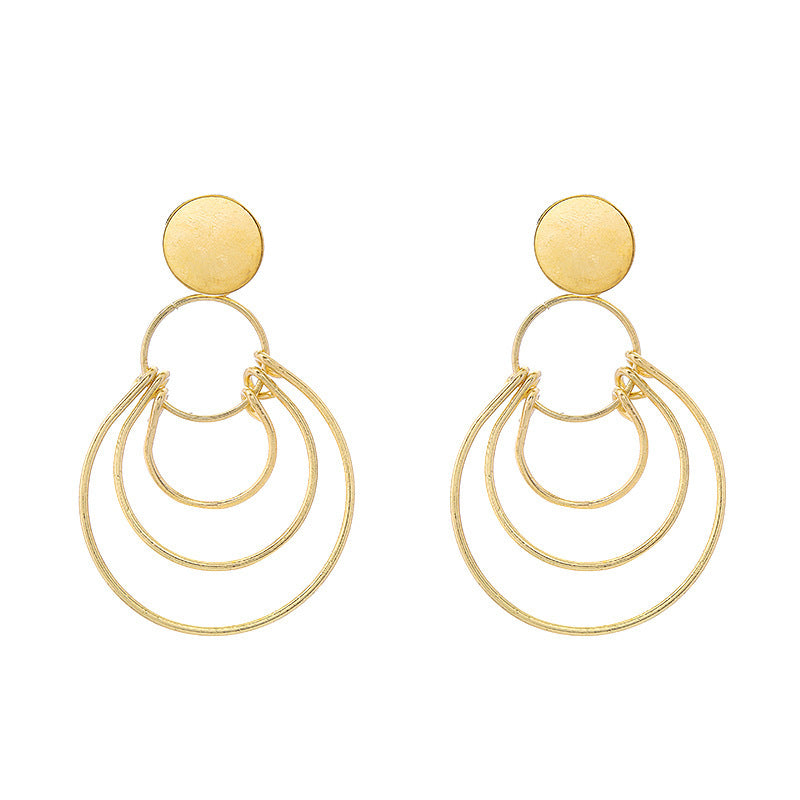 Metal Geometry Round Ring Earrings