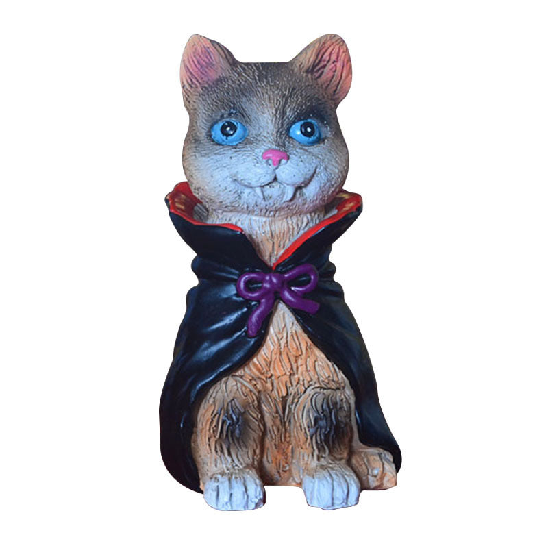 Cute Home Decor Halloween Cat Statue Resin Crafts Ornament