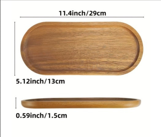 Japanese-style Acacia Wooden Tray Rectangular Service Plate Fruit Plate