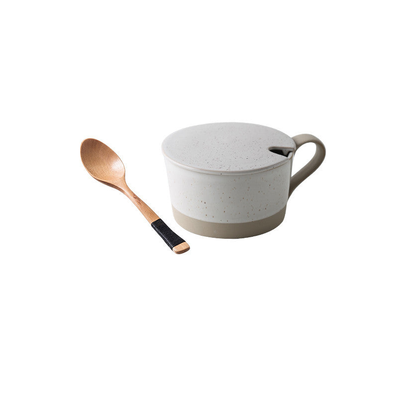 Microwaveable Japanese Stoneware Large Spoon Breakfast Mug