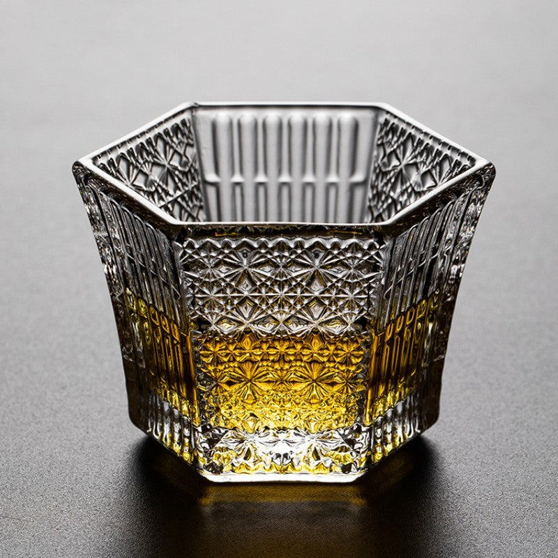 Hexagonal Crystal Glass Tea Cup