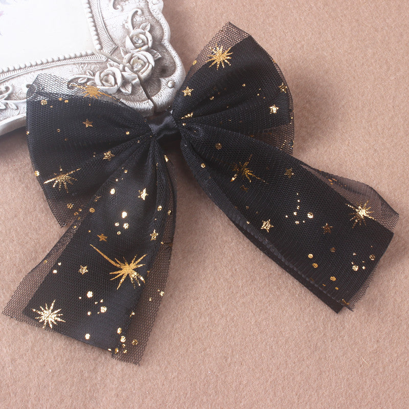 Bow Hair Clip Lolita Headdress Press Clip Star Mesh Hair Ornament