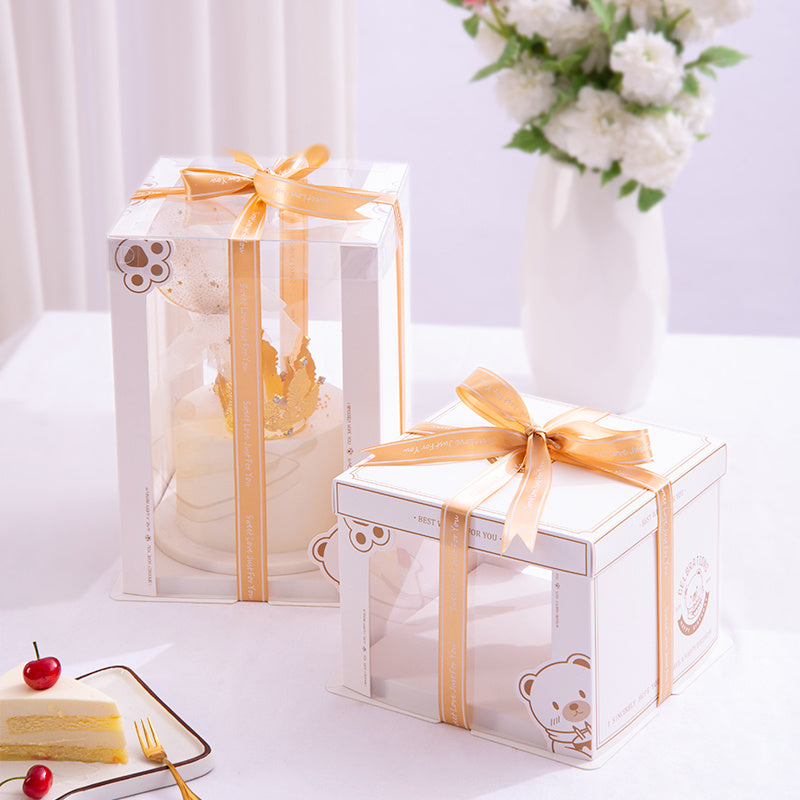 Birthday Cake Box Packaging Heightened Portable Transparent