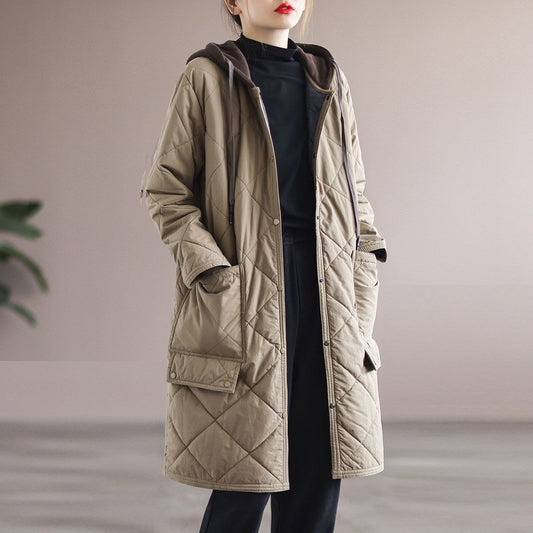 Hooded Large Pocket Long Warmth Retention Material Clothes Trench Coat