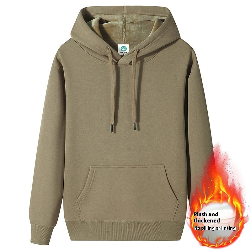 Fleece-lined Thick Student Hoodie Warm Top Casual