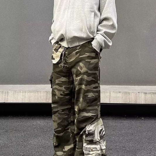 Men's Contrast Color Three-dimensional Pocket Overalls