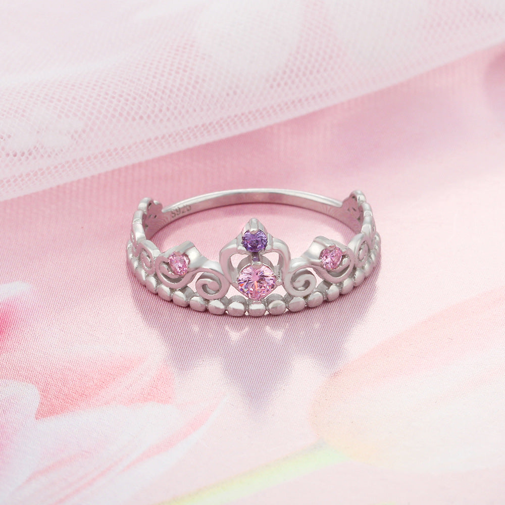 Women's Fashion Pink Zircon Crown Ring