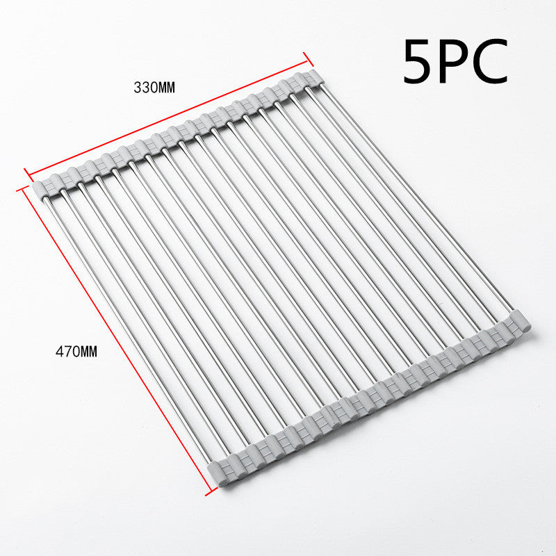 Stainless Steel Silicone Collapsible Drain Rack