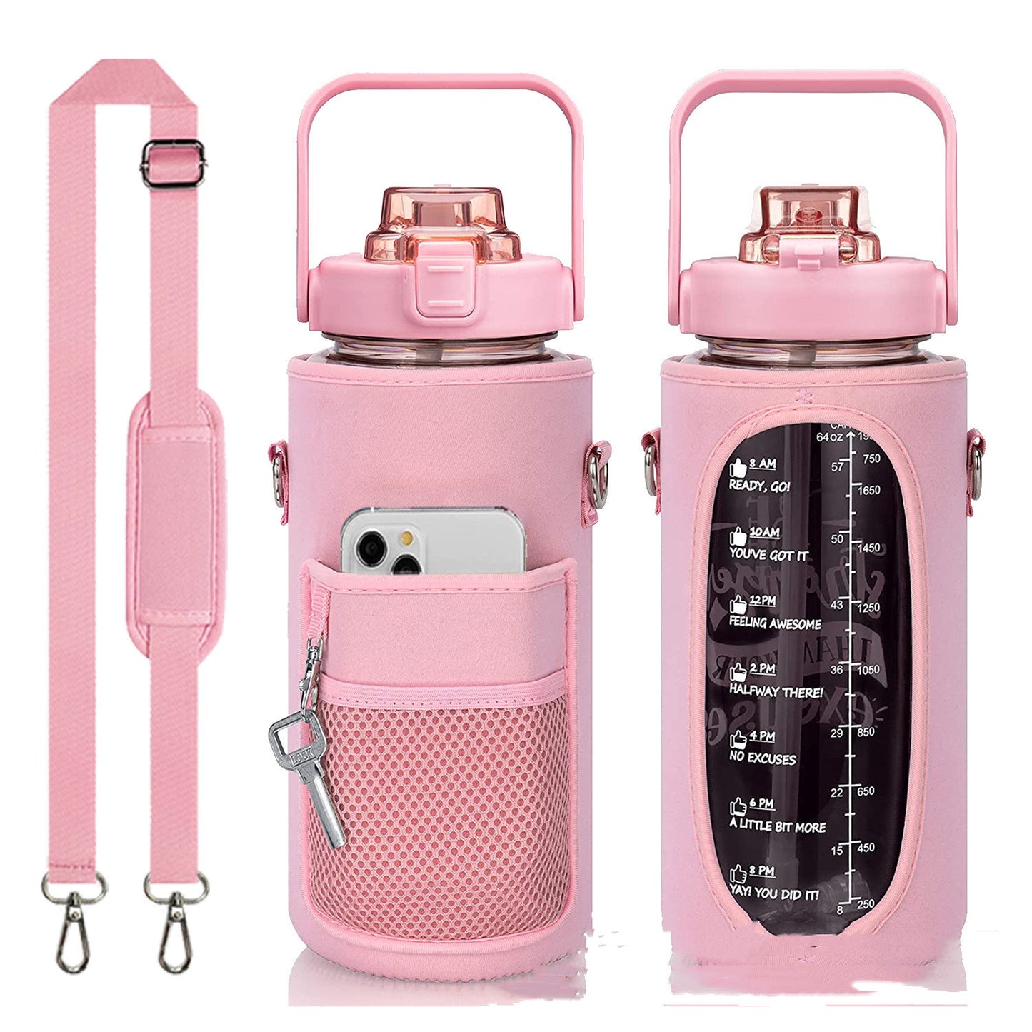 Outdoor Portable Travel With Scale Transparent Water Bottle Cup Set