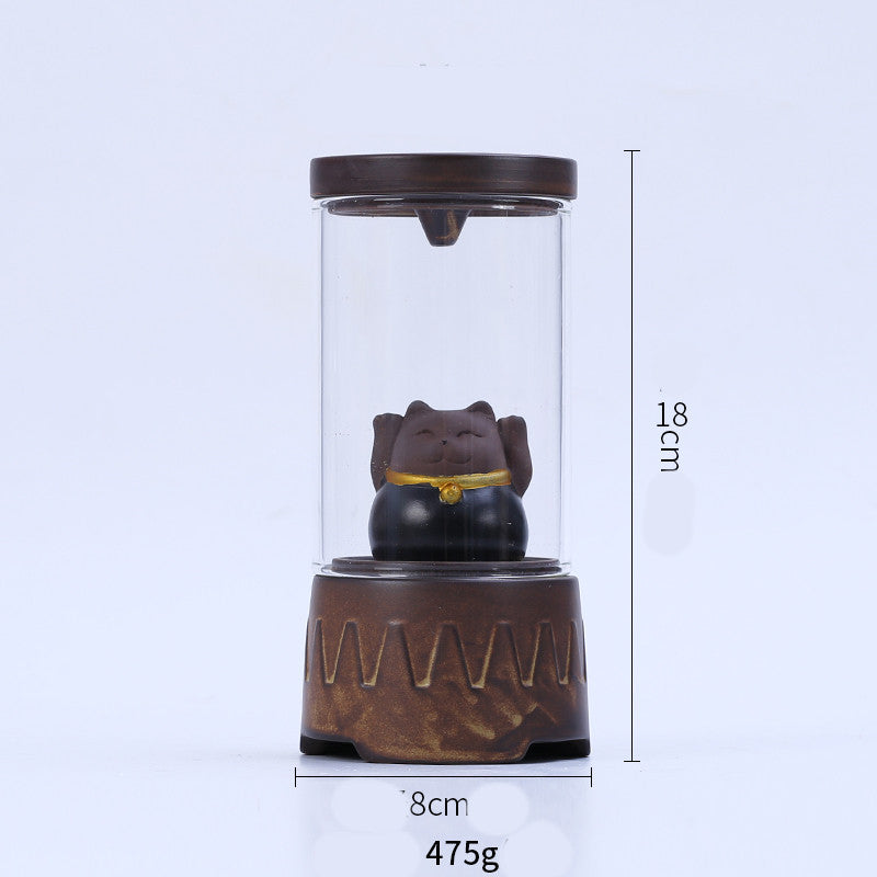 Lucky Cat Fortune Backflow Ornaments Household Zen Ceramic Agarwood Sandalwood Incense Burner