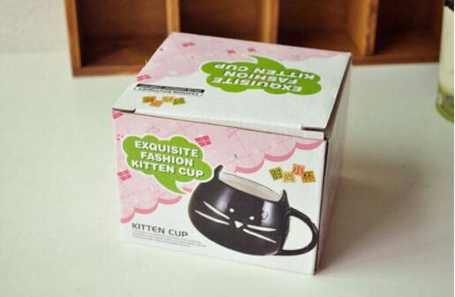 The ceramic mark cup creative cute simple couple to a cup of milk coffee cup black and white cat