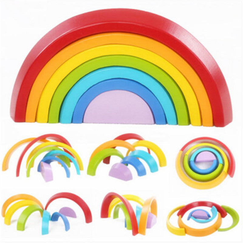 Kids Wooden Blocks Rainbow Wooden Buliding Blocks