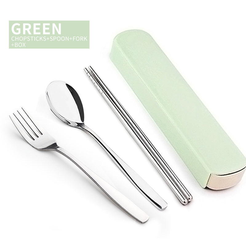 Creative Stainless Steel Portable Tableware Three-piece Chopsticks Spoon Set