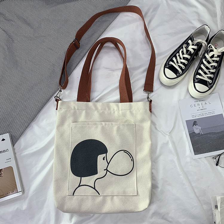 Cartoon messenger canvas bag