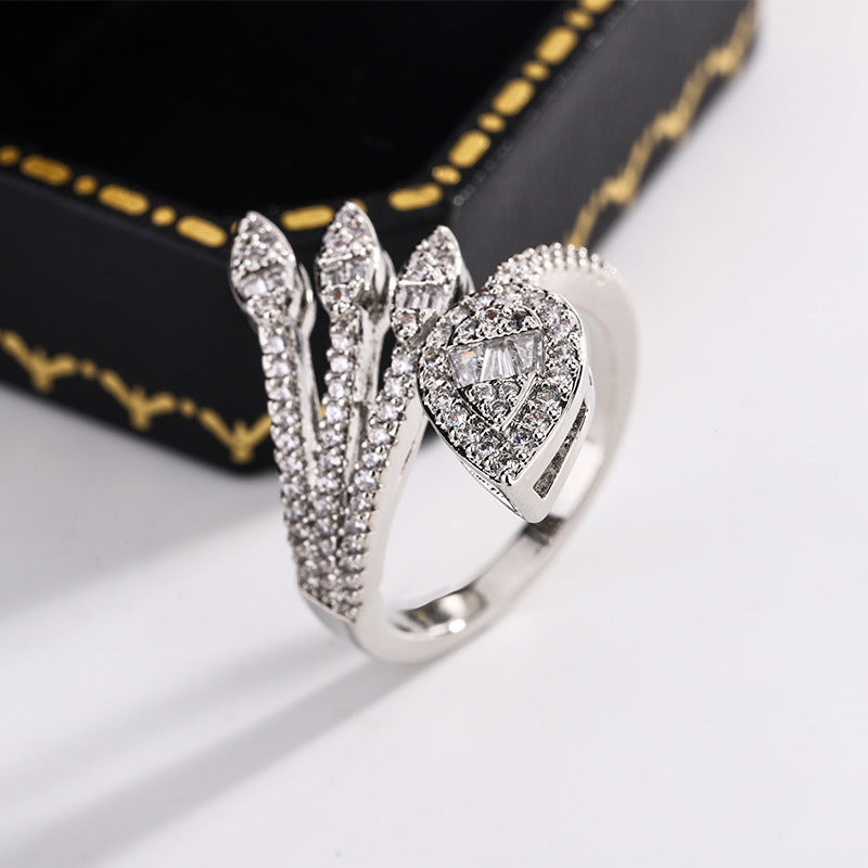 Creative Leaves Zircon Ring Fashion