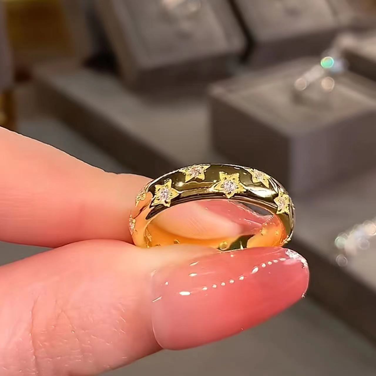 Special-interest Design Index Finger Ring Refined Zircon Open Ring