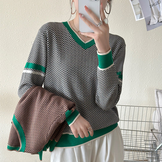 Autumn And Winter Lazy Style Sweater Women's Fashionable Retro Casual Long-sleeved Sweater With Pullover