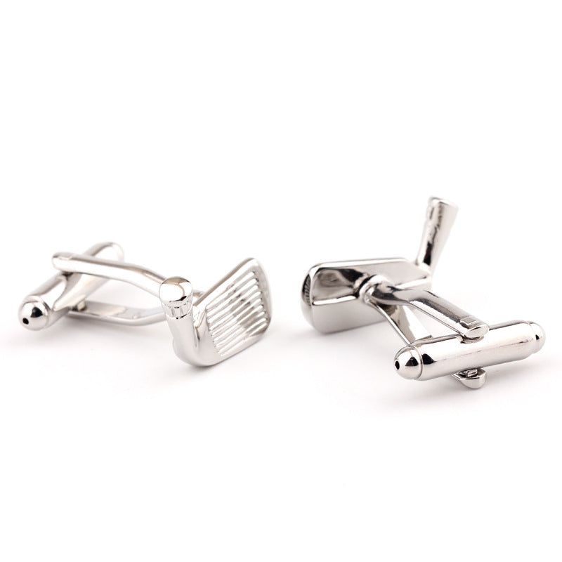 Golf Racket Shape Plain Metal French Shirt Men's Cufflinks