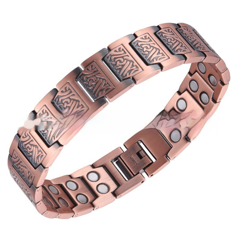 Double Row Fully Magnetic Red Copper Bracelet Retro Style