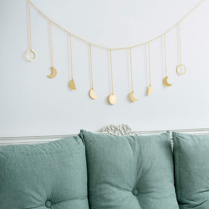 Lunar Eclipse Ornaments Boho Home Decor Moons Simplicity Garland Curtain Home Background Wall Hanging Moon Phase DIY Apartment