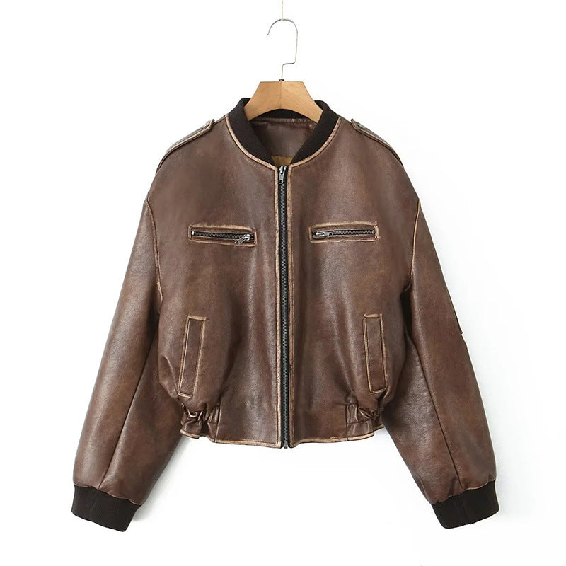 Leather Coat Women's Autumn Temperament Cool Long Sleeve Design