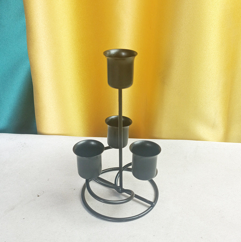 European-style Retro Iron Art Candlestick Electroplating Plastic Spraying Craft Home