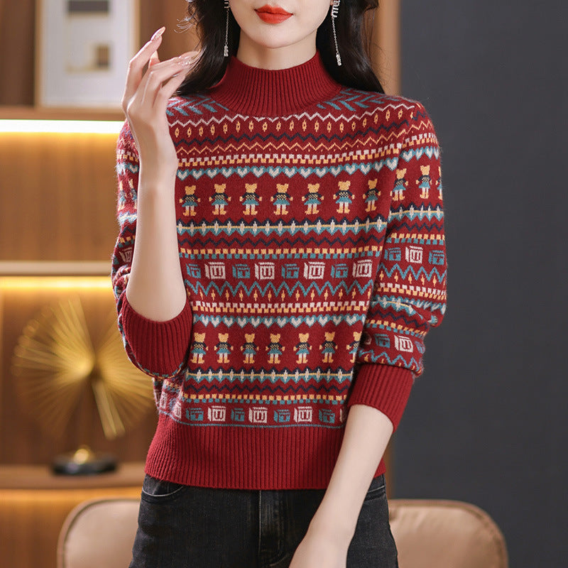 Jacquard Pullover Loose-fitting Underwear Sweater