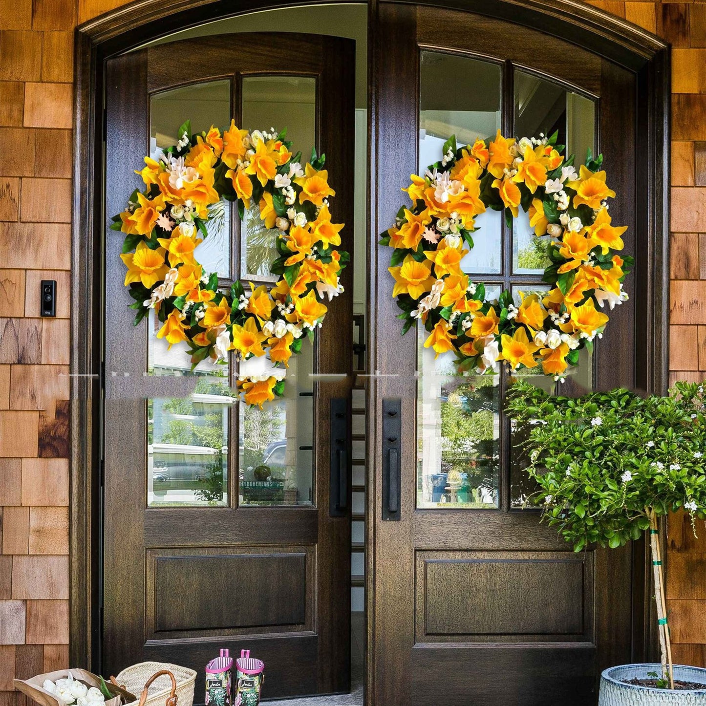 Easter Spring Yellow Daffodils Wreath Like Real Flowers